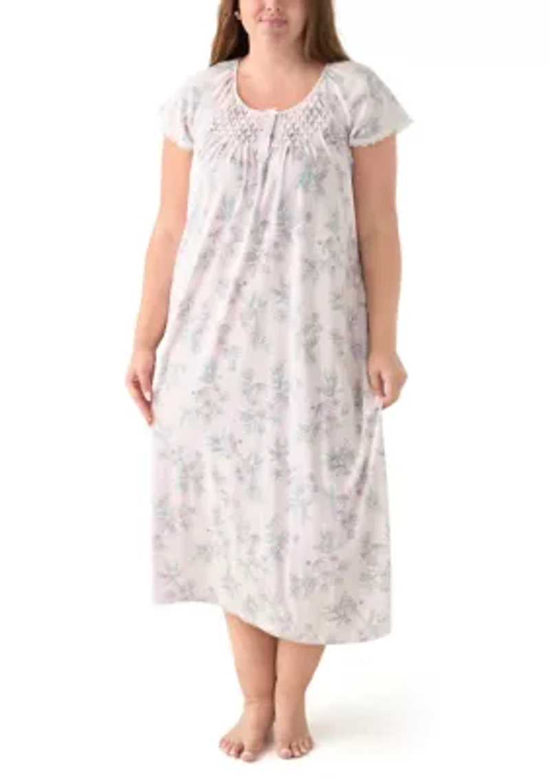 Plus Long Floral Printed Nightgown