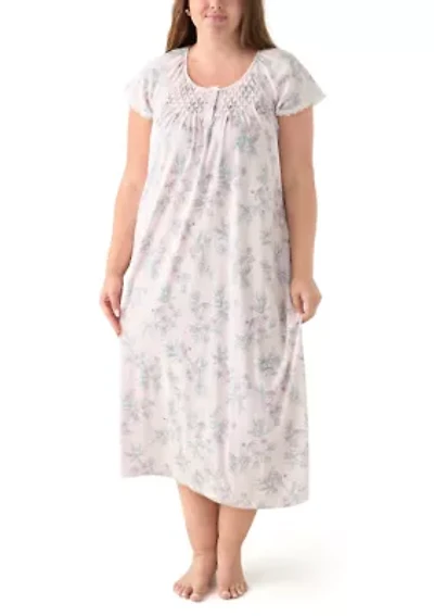 Plus Long Floral Printed Nightgown