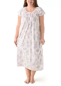 Plus Long Floral Printed Nightgown
