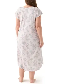 Plus Long Floral Printed Nightgown