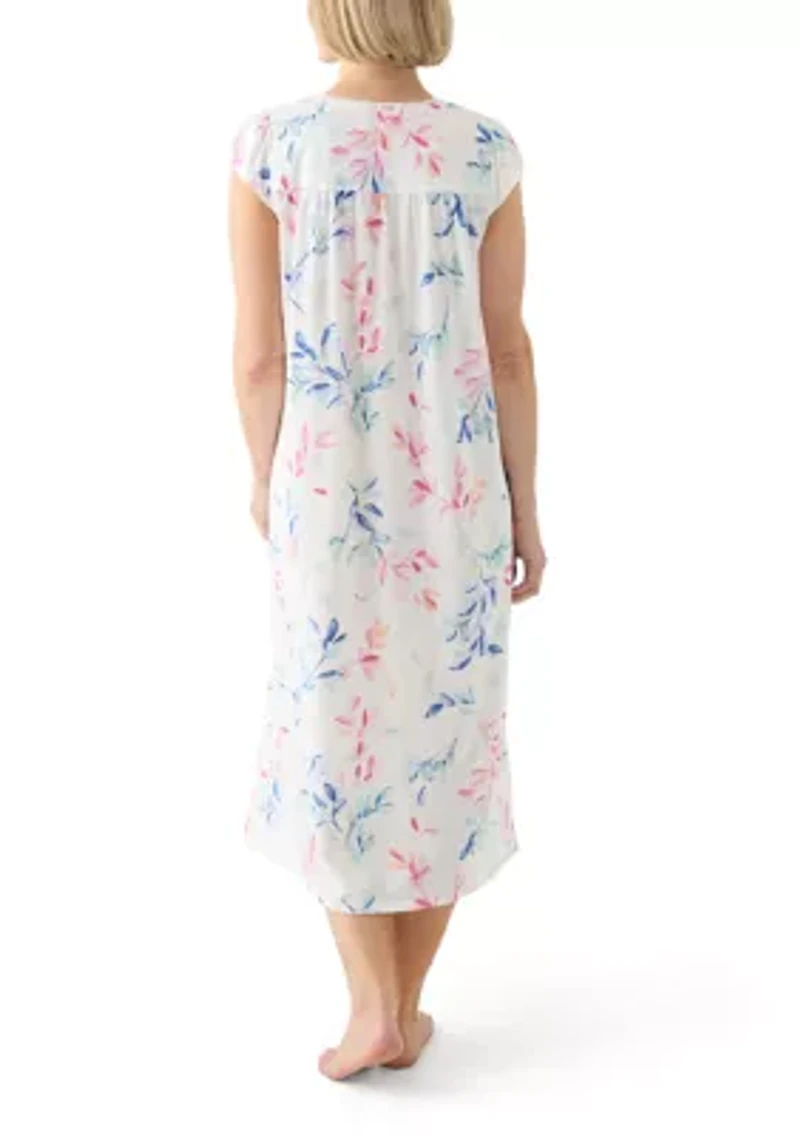 Printed Cap Sleeve Long Nightgown