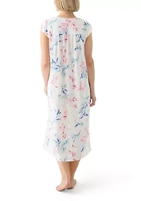 Printed Cap Sleeve Long Nightgown
