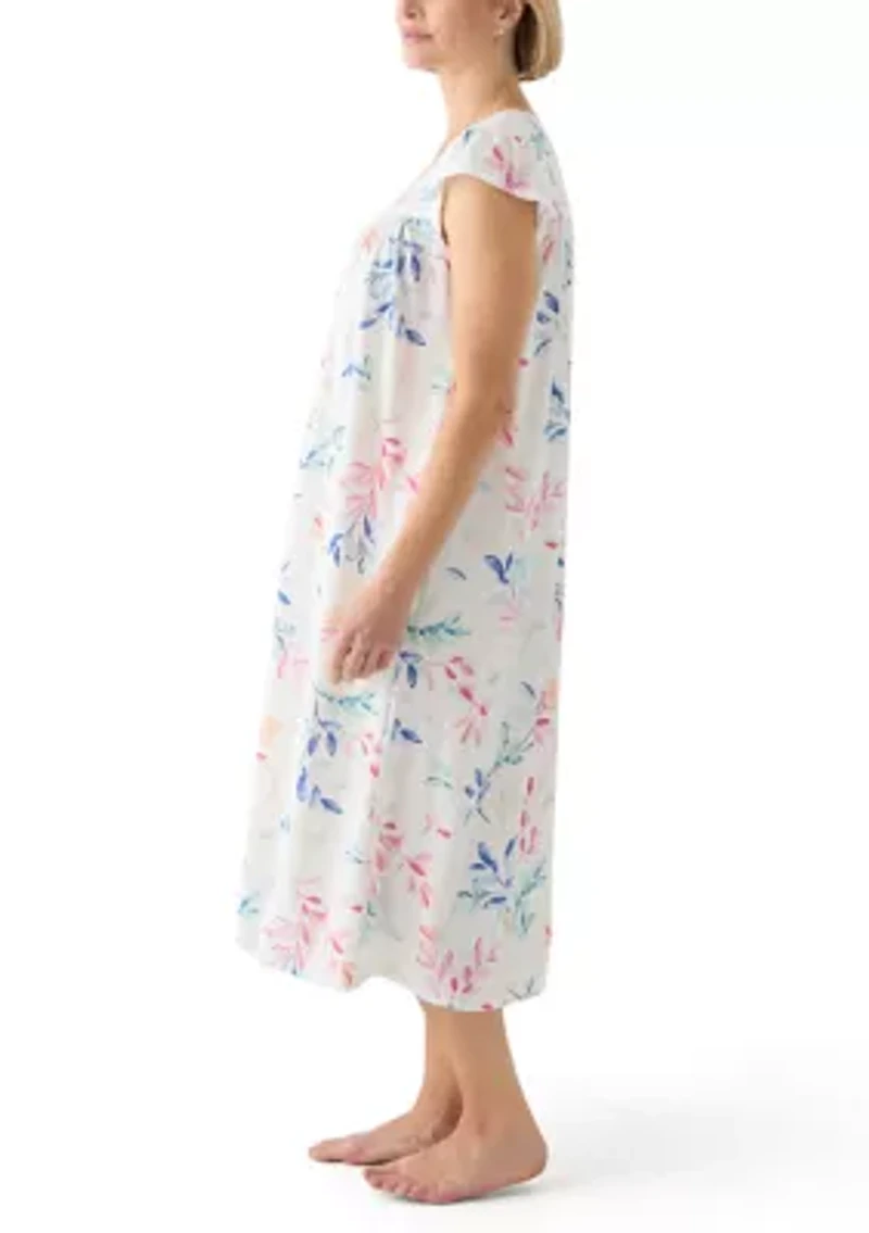 Printed Cap Sleeve Long Nightgown