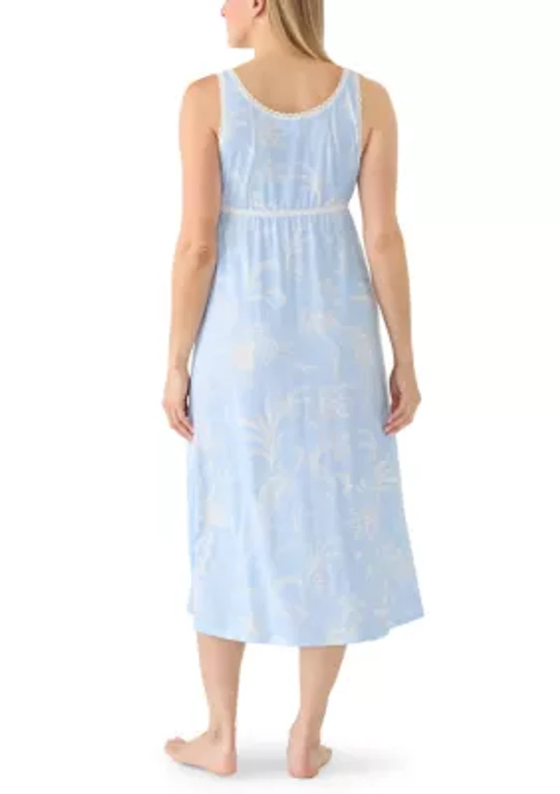 Women's Silky Knit Long Fitted Sleep Gown