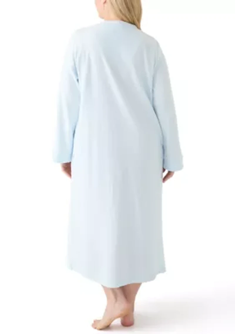 Plus Brushed Waffle Long Zip Robe