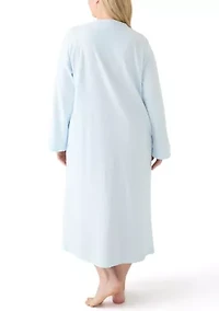 Plus Brushed Waffle Long Zip Robe