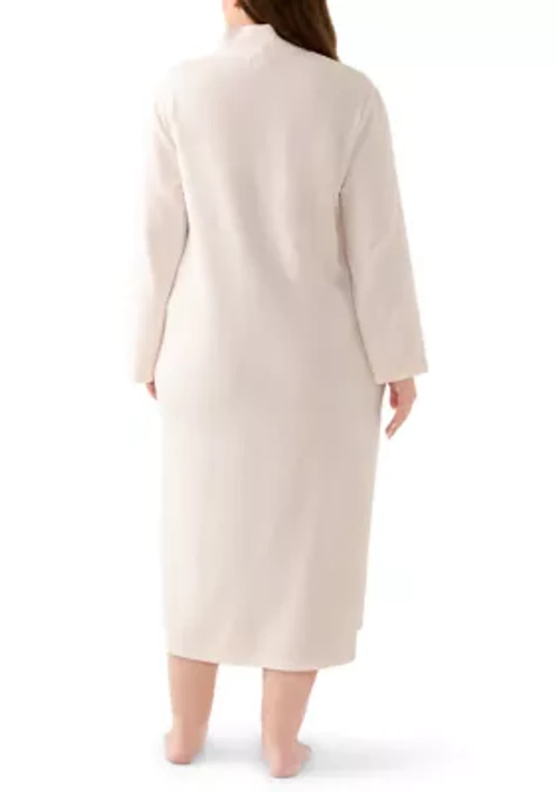 Plus Long Brushed Waffle Zip Robe