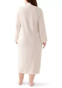 Plus Long Brushed Waffle Zip Robe