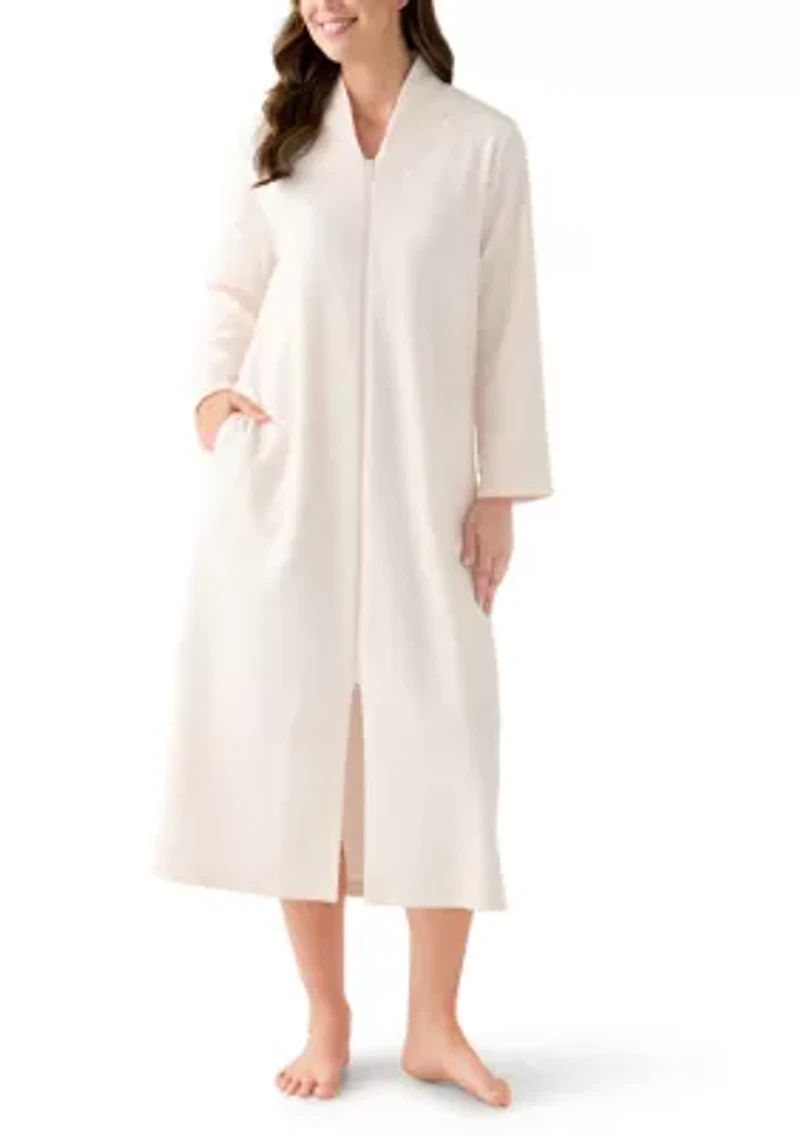 Women's Long Brushed Waffle Zip Robe
