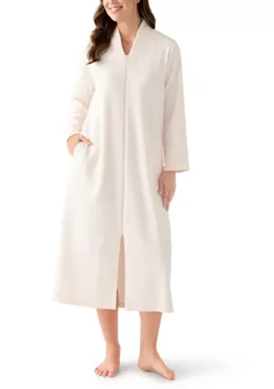 Women's Long Brushed Waffle Zip Robe