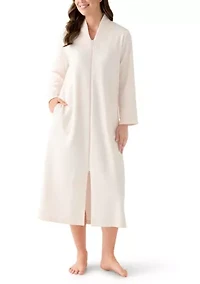 Women's Long Brushed Waffle Zip Robe