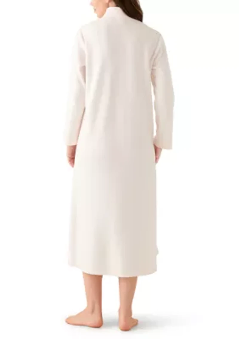 Women's Long Brushed Waffle Zip Robe