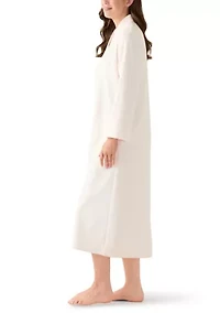 Women's Long Brushed Waffle Zip Robe