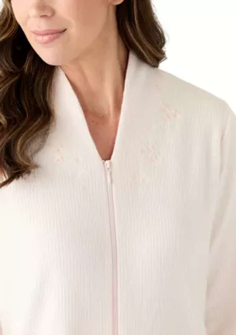 Women's Long Brushed Waffle Zip Robe