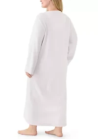 Plus Long Brushed Waffle Zip Robe