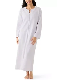 Women's Long Brushed Waffle Zip Robe