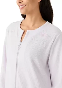 Women's Long Brushed Waffle Zip Robe