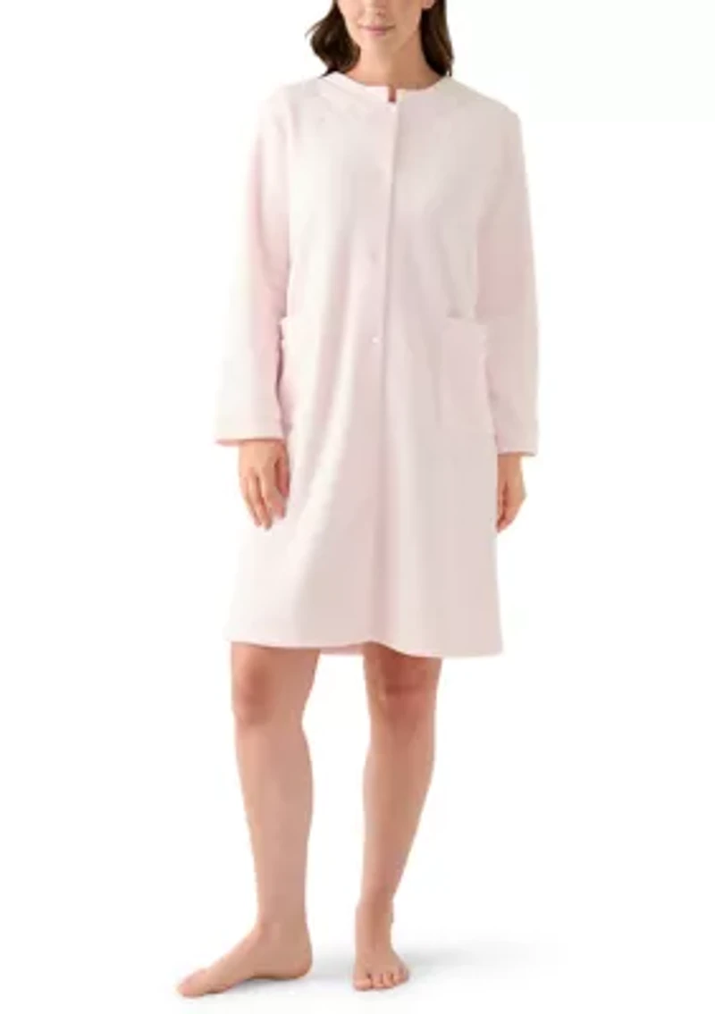 Women's Micro Fleece Short Snap Robe