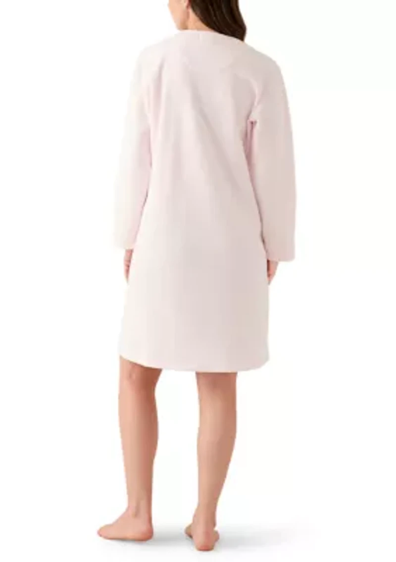 Women's Micro Fleece Short Snap Robe