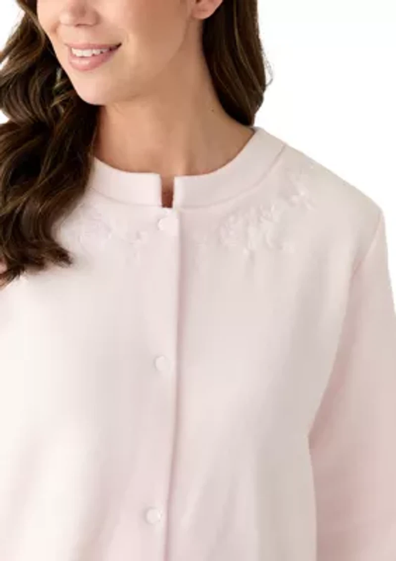 Women's Micro Fleece Short Snap Robe