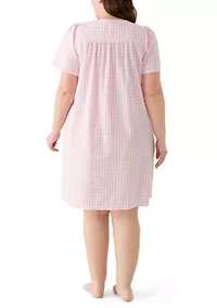 Plus Short Snap Seersucker Robe