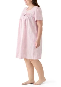 Plus Short Snap Seersucker Robe