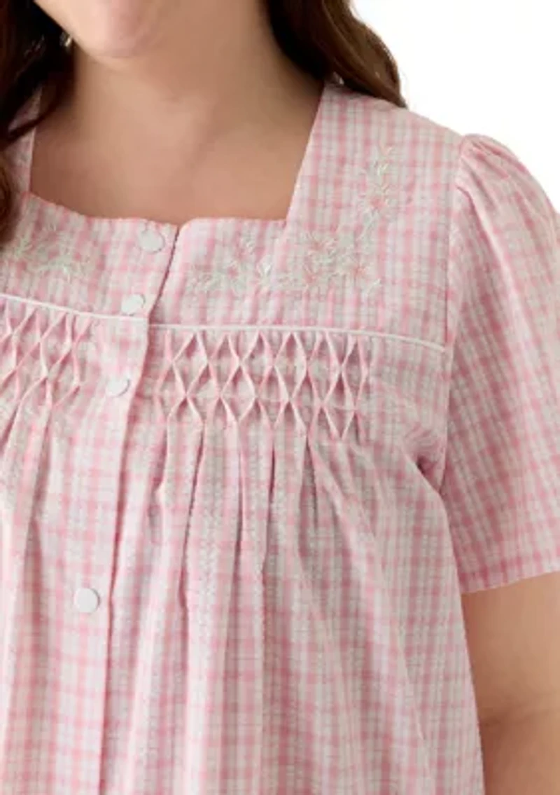 Plus Short Snap Seersucker Robe