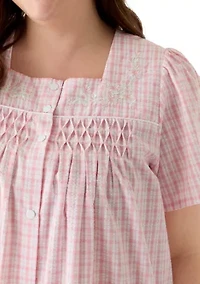 Plus Short Snap Seersucker Robe