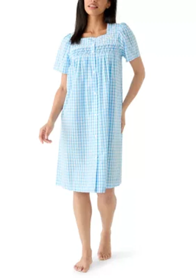 Women's Short Snap Seersucker Robe