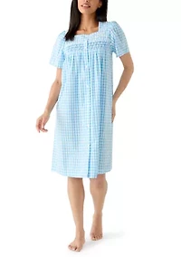 Women's Short Snap Seersucker Robe