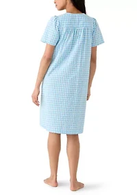 Women's Short Snap Seersucker Robe