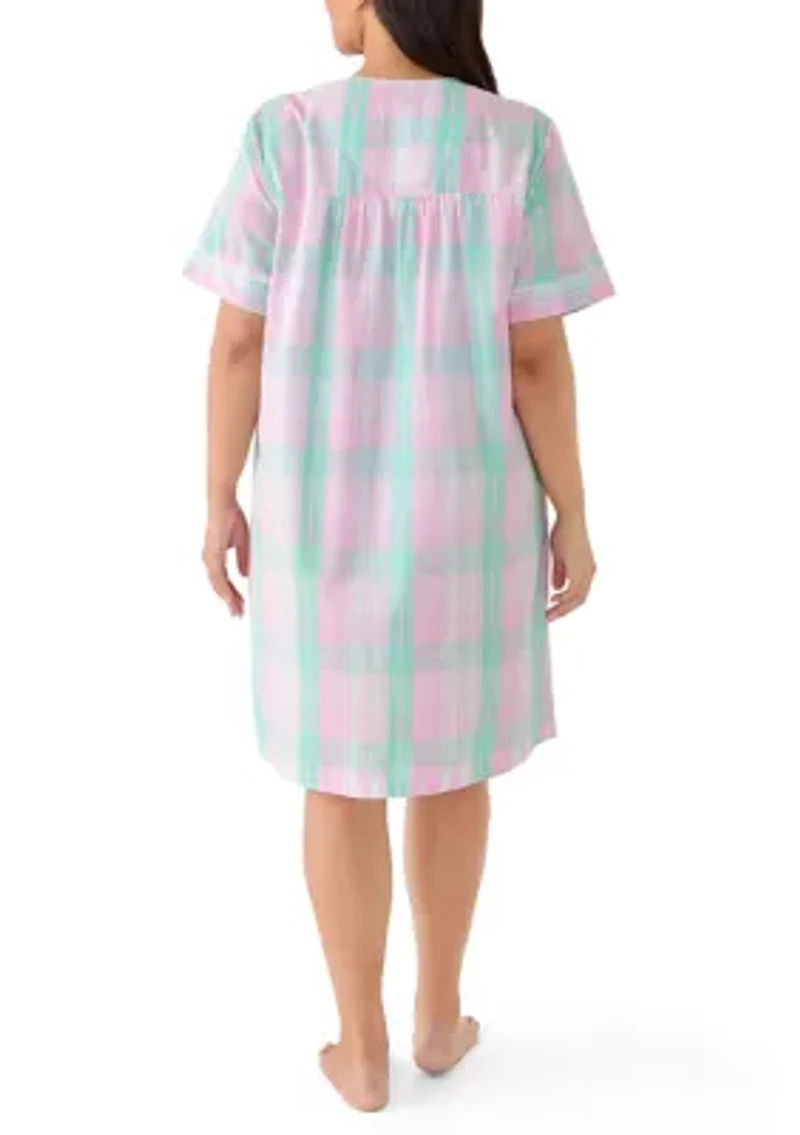 Plus Short Snap Seersucker Robe