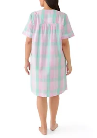 Plus Short Snap Seersucker Robe