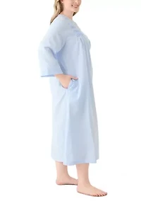 Plus Seersucker Long Zip Robe