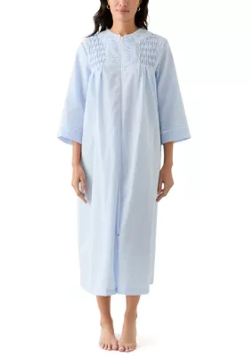 Seersucker Long Zip Robe