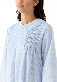 Seersucker Long Zip Robe