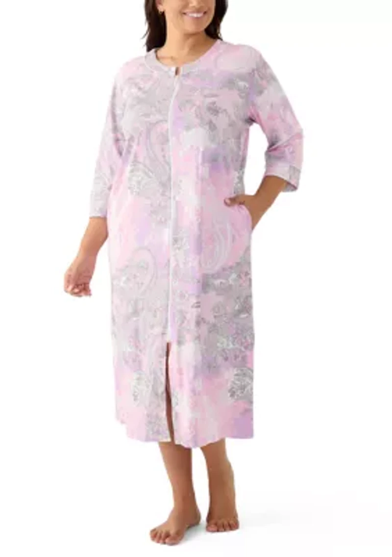 Plus Interlock Long Zip Robe