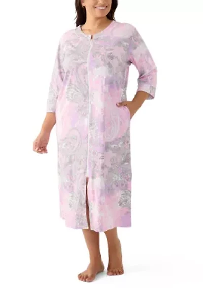 Plus Interlock Long Zip Robe