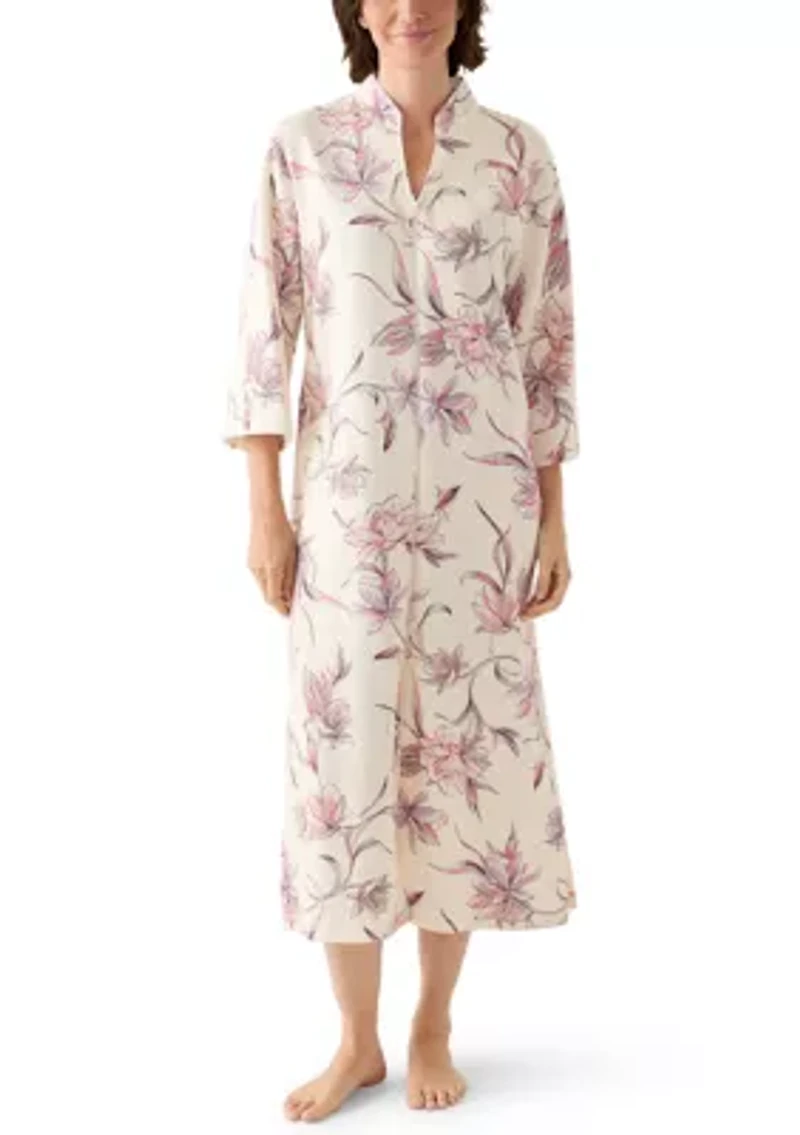 Women's Long Quilted Knit Zip Robe