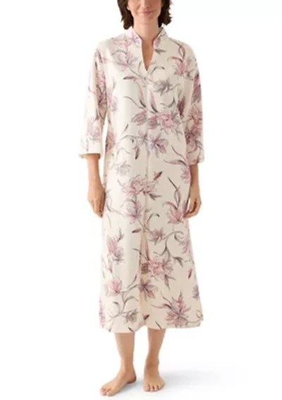 Women's Long Quilted Knit Zip Robe