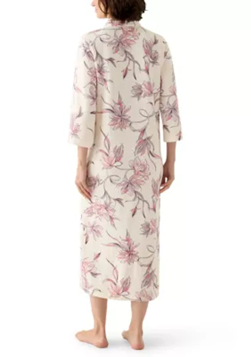 Women's Long Quilted Knit Zip Robe