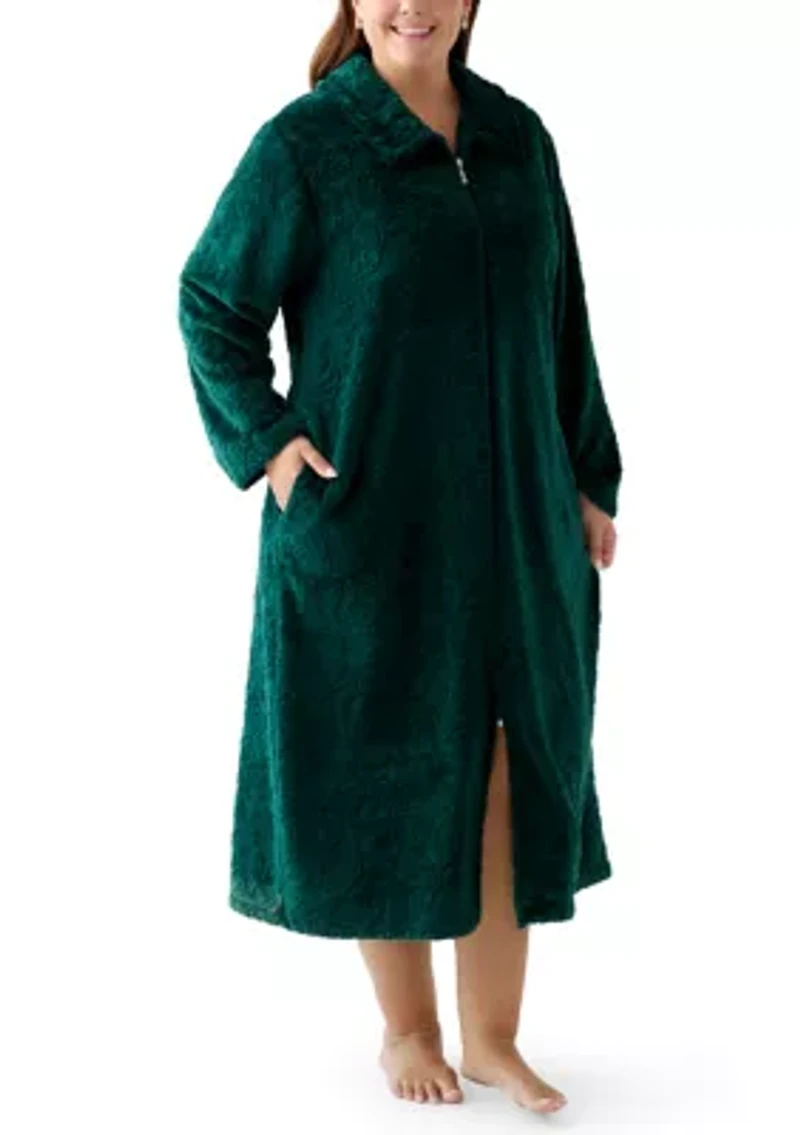 Women's French Fleece Long Zip Robe