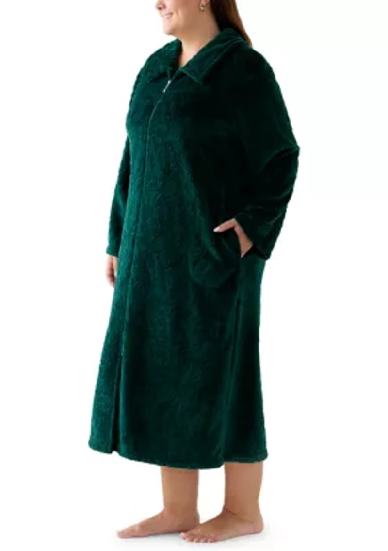 Women's French Fleece Long Zip Robe