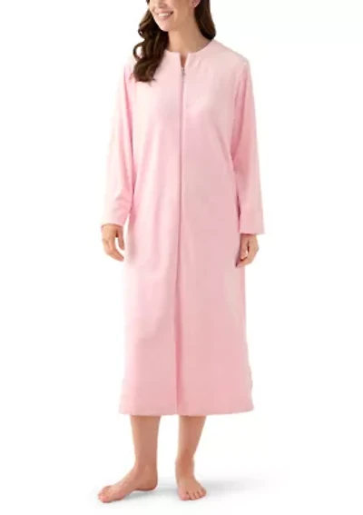 Women's Embossed Fleece Long Zip Robe