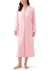 Women's Embossed Fleece Long Zip Robe