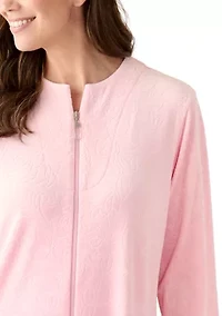 Women's Embossed Fleece Long Zip Robe