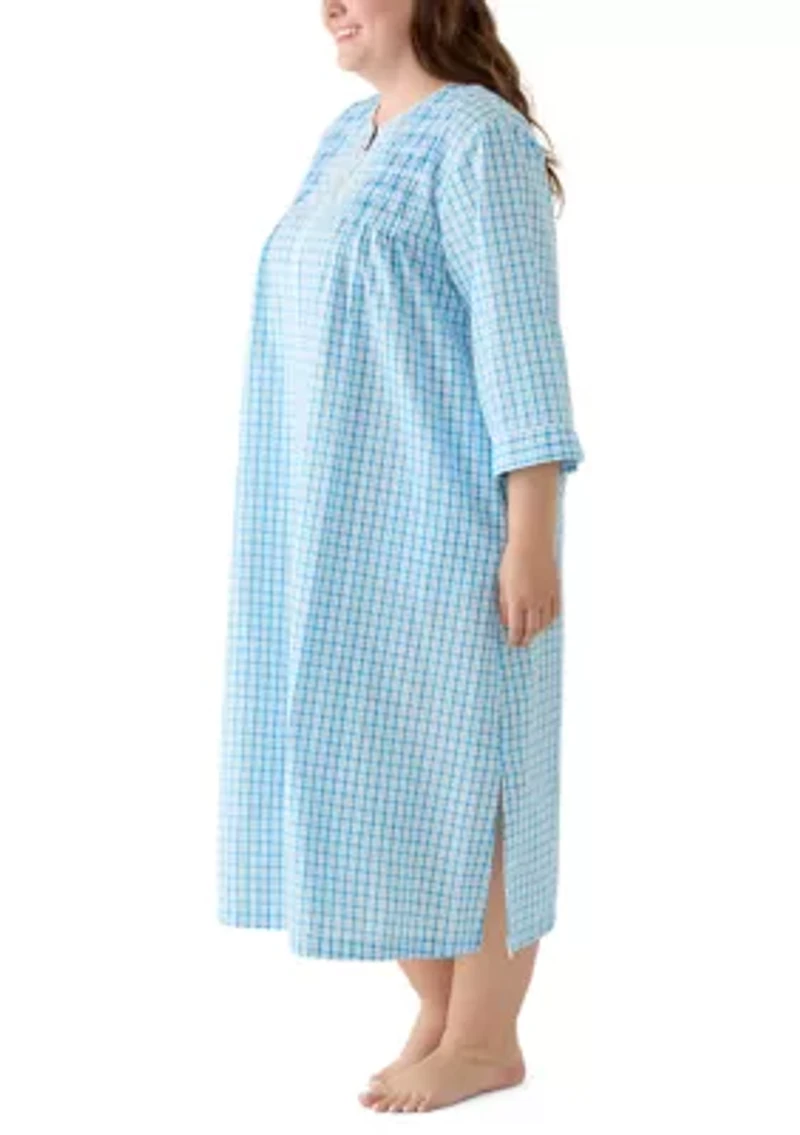 Plus Long Zip Seersucker Robe