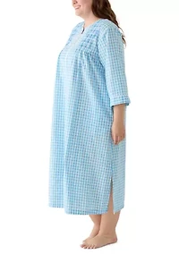 Plus Long Zip Seersucker Robe