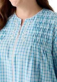 Plus Long Zip Seersucker Robe