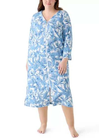 Plus Long Zip Quilted Robe